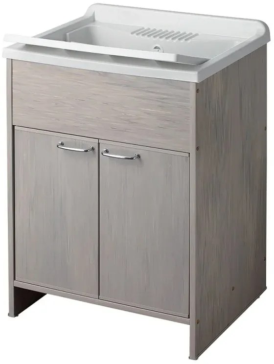 Mobile lavatoio rovere 60x50 con vasca e asse lavapanni in resina