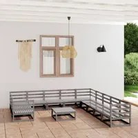 Set Divani da Giardino 12 pz in Legno Massello di Pino 3076021