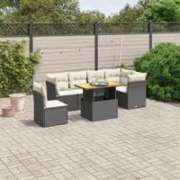 Set Divani da Giardino con Cuscini 7pz Nero Polyrattan 3270853