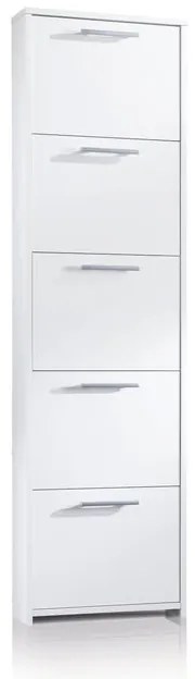 Scarpiera 5 ante a ribalta singola prof L 50 x H 178 x P 18 cm 10 paia, bianco