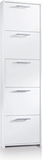 Scarpiera TERRANEO 5 ante apertura a ribalta, L 50 x H 178 x P 18 cm 10 paia, bianco