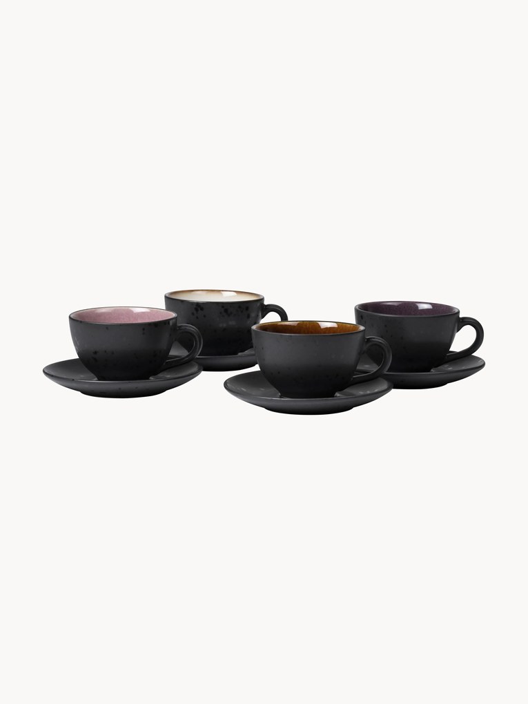 Set di 4 tazze con sottobicchieri Dia