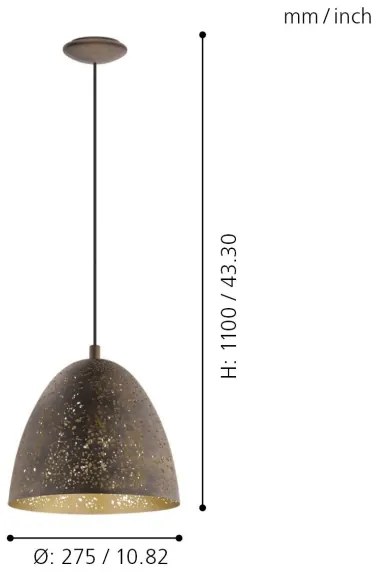 Eglo 49814 - Lampada a sospensione SAFI 1xE27/60W