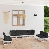 Set Divani da Giardino 8 pz con Cuscini Legno Massello Pino cod mxl 50521