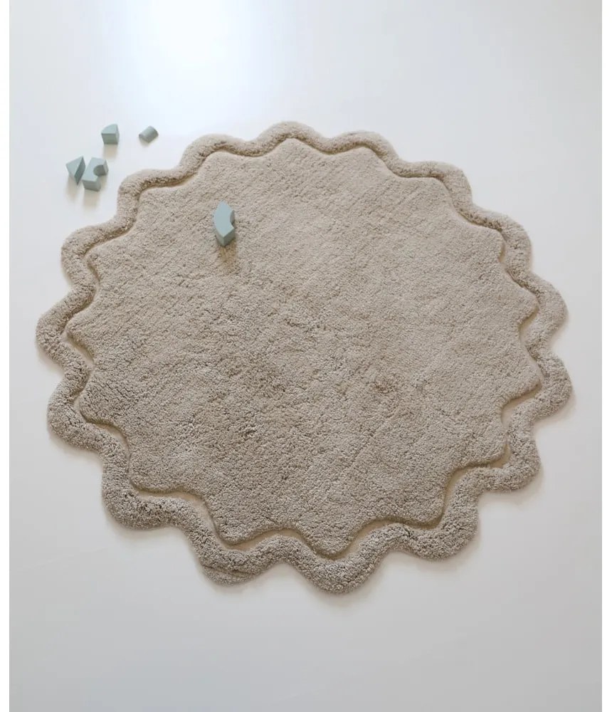 Tappeto rotondo beige in cotone lavabile e tessuto a mano ø 110 cm Sweet April Lin – Nattiot