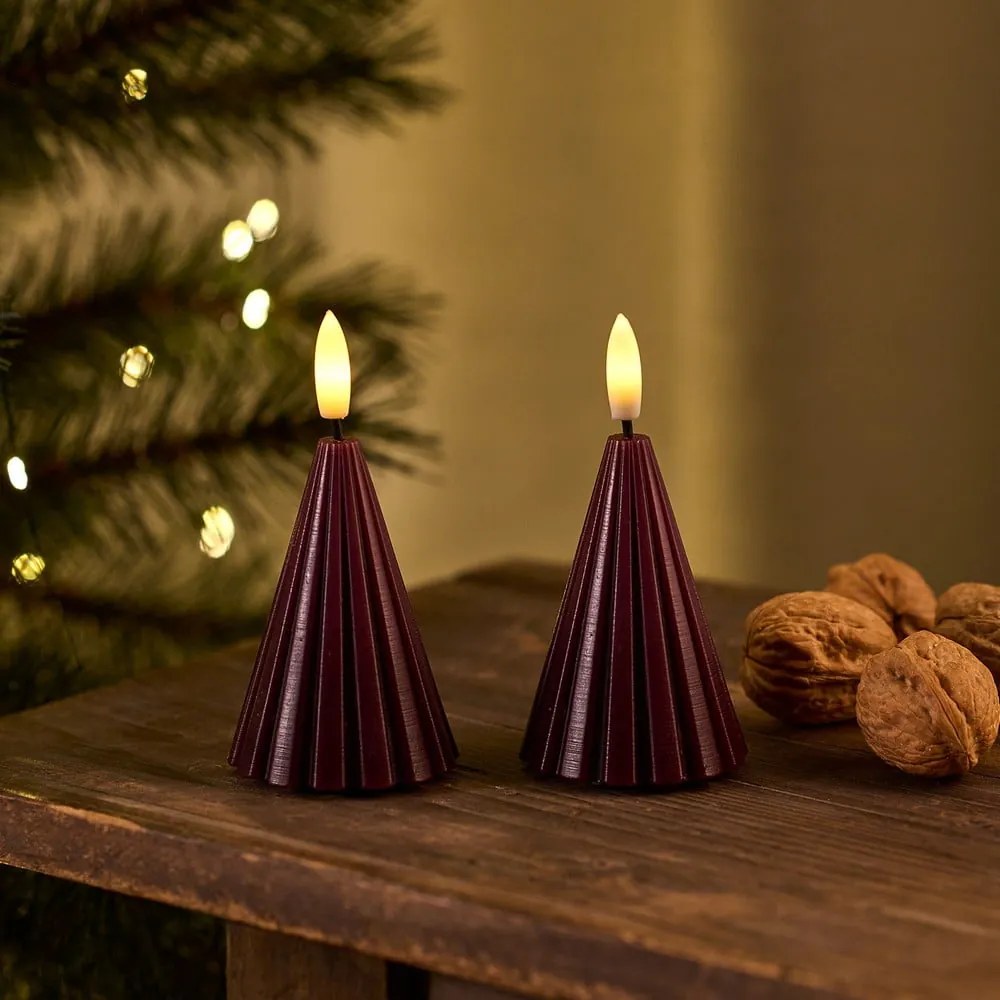 Decorazione natalizia luminosa burgundi 2 pz ø 6 cm Laura – Sirius
