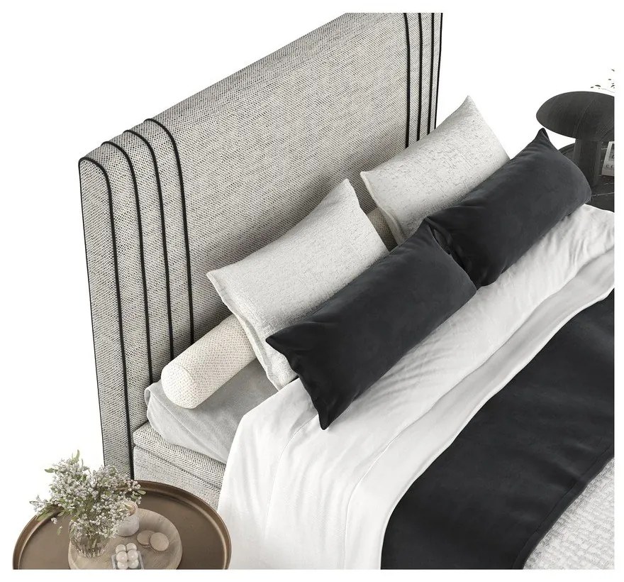 Letto matrimoniale imbottito grigio chiaro con contenitore 160x200 cm Musca - Maison de Rêve