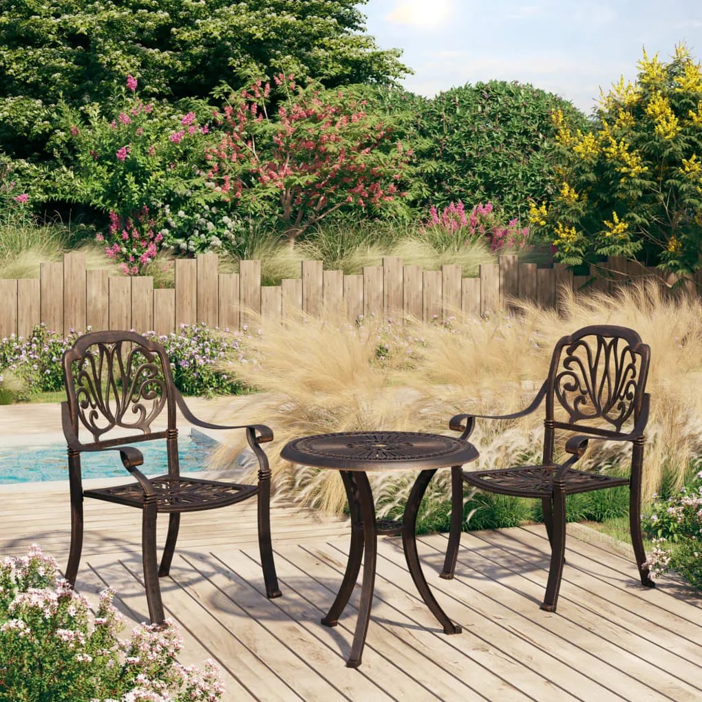 Set Da Bistrot 3 Pz İn Alluminio Pressofuso Bronzo /
