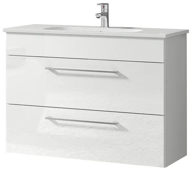 Mobile bagno con lavabo L 81 x H 61.5 x P 40 cm laccato bianco 2 cassetti per vasca centrale Giò