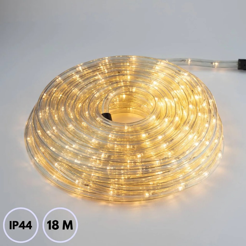 Tubo LED Natalizio 18m IP44 Colore Bianco Caldo 2500 - 2800 °K