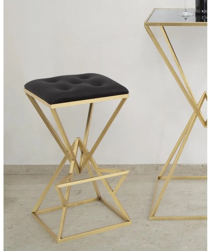 Sedia da bar nera/dorata in imbottito (altezza della seduta 75 cm) Piramid – Mauro Ferretti
