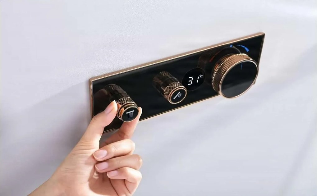 Sistema doccia termostatico a incasso ELITE EDITION BCS1603 con schermo, in più finiture tra cui nero e nero opaco — Oro - bianco — Tre uscite