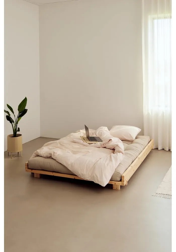 Letto matrimoniale in legno di pino con rete color naturale 140x200 cm Social Bed - Karup Design