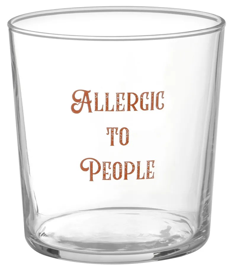 Bicchiere in vetro 360 ml scritta Allergic to people