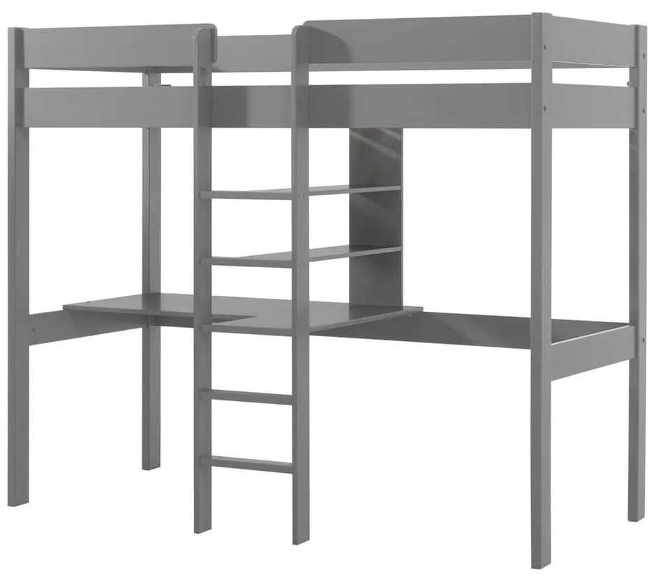 Letto rialzato grigio per bambini 90x200 cm Pino - Vipack