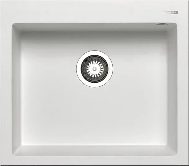 Lavello integrato 1 vasca in granito bianco PYRAMIS Voyager L 50 x L 57 cm