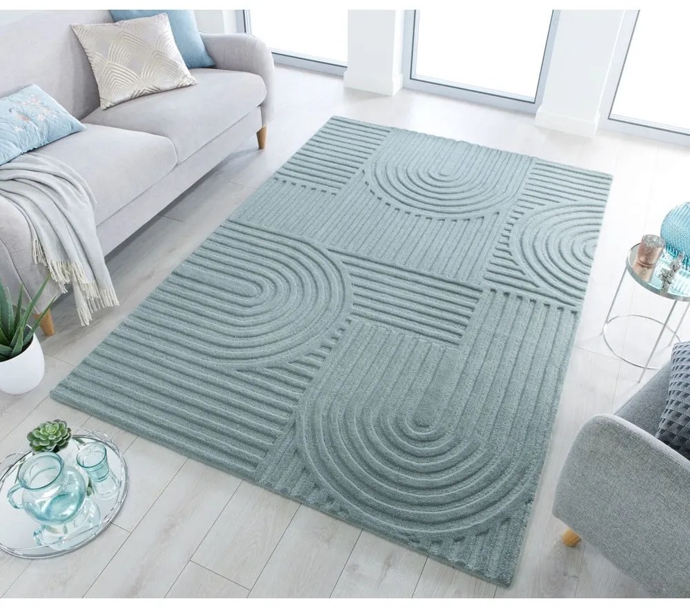 Tappeto turchese in lana tessuto a mano 200x290 cm Zen Garden – Flair Rugs