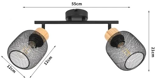 Brilagi - Faretto BASKLITE 2xE27/15W/230V in legno di caucciù/nero
