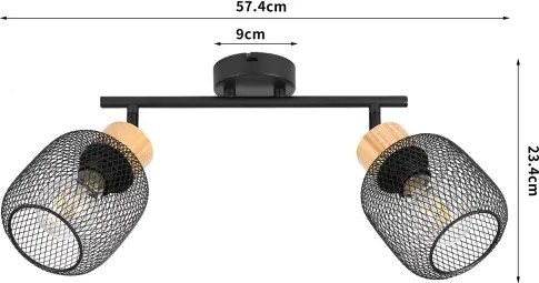 Brilagi - Faretto BASKLITE 2xE27/15W/230V legno/nero