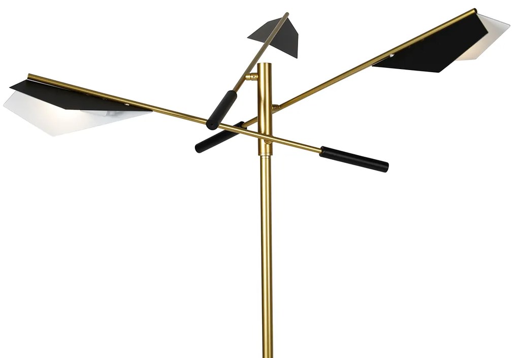 Lampada da terra di design nera con oro 3 luci - Sinem