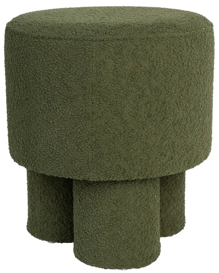 Poggiapiedi verde con rivestimento in bouclé Marcos – White Label