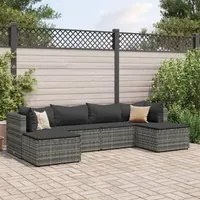 Set Divani da Giardino 6 pz con Cuscini in Polyrattan Grigio 3308242