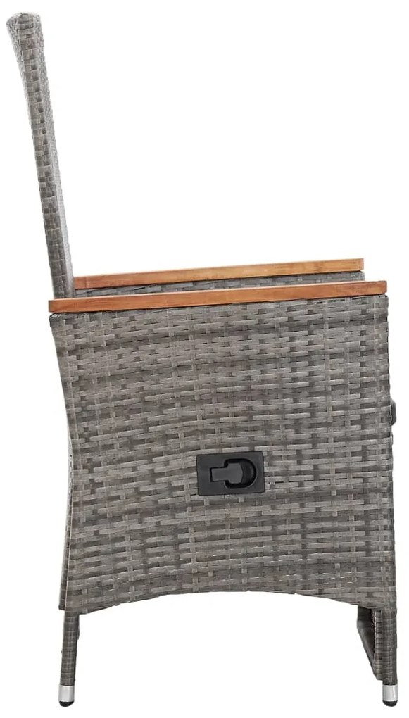 Sedie da giardino reclinabili 2 pz e cuscini polyrattan grigio