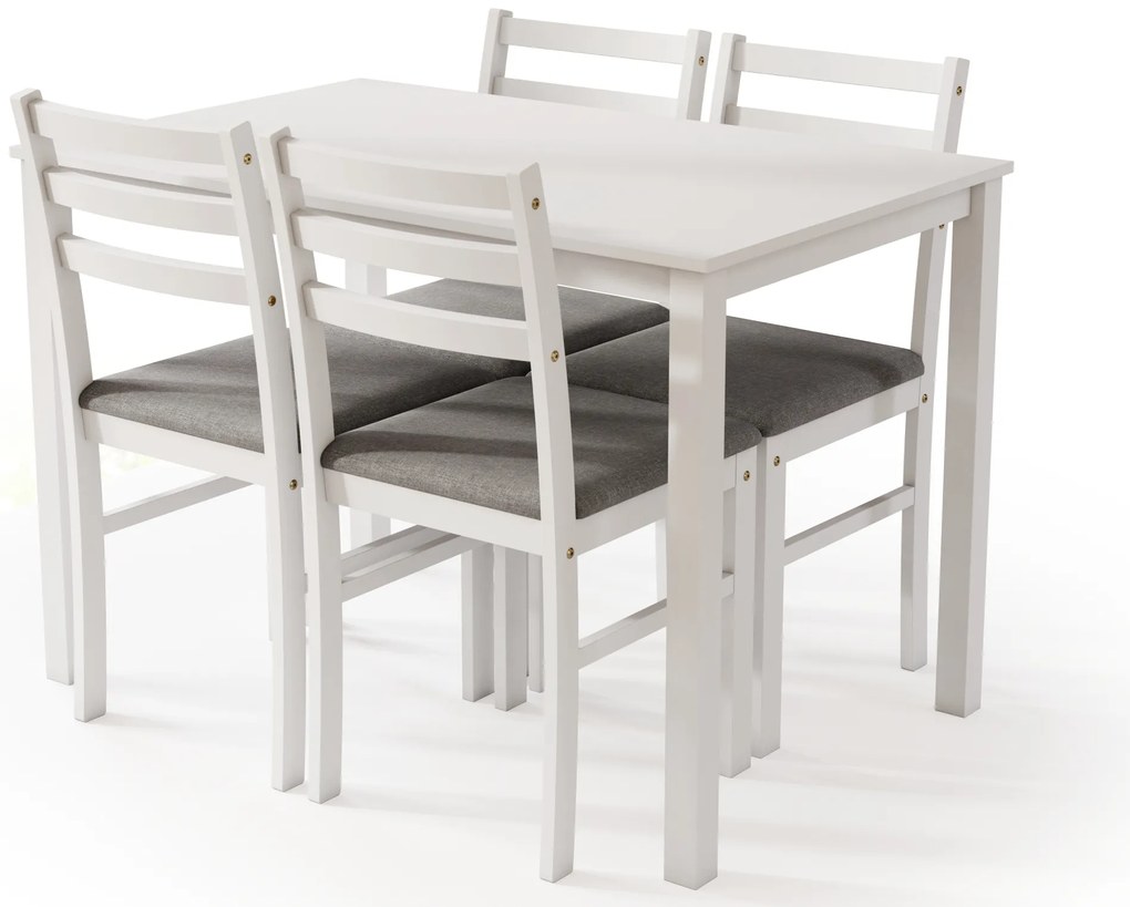 Set TORINO tavolo + 4 sedie Bianco / Grigio Chiaro (Sawana 21)