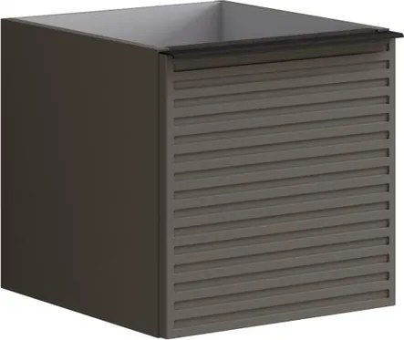 Cassettiera Pixel con 1 cassetto frontale Stripes laccato opaco grigio carbone e maniglia alluminio nero opaco L.40 H.40 P.45,5 cm.