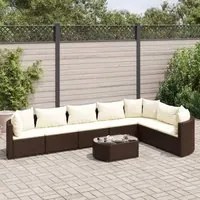 Set Divani da Giardino 8 pz con Cuscini Marrone in Polyrattan 3308385