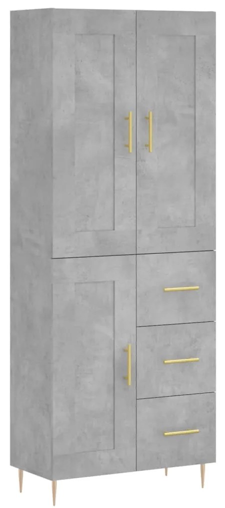 Credenza Grigio Cemento 69,5x34x180 cm in Legno Multistrato