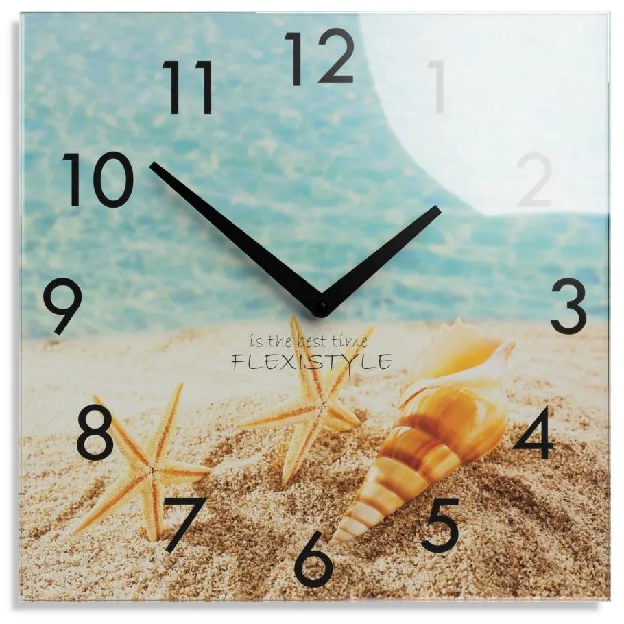 Orologio decorativo in vetro 30 cm con motivo spiaggia