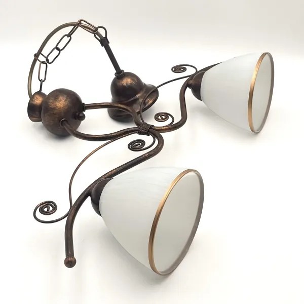 Lampadario a sospensione con catena RETRO 2xE27/60W/230V rame/patina