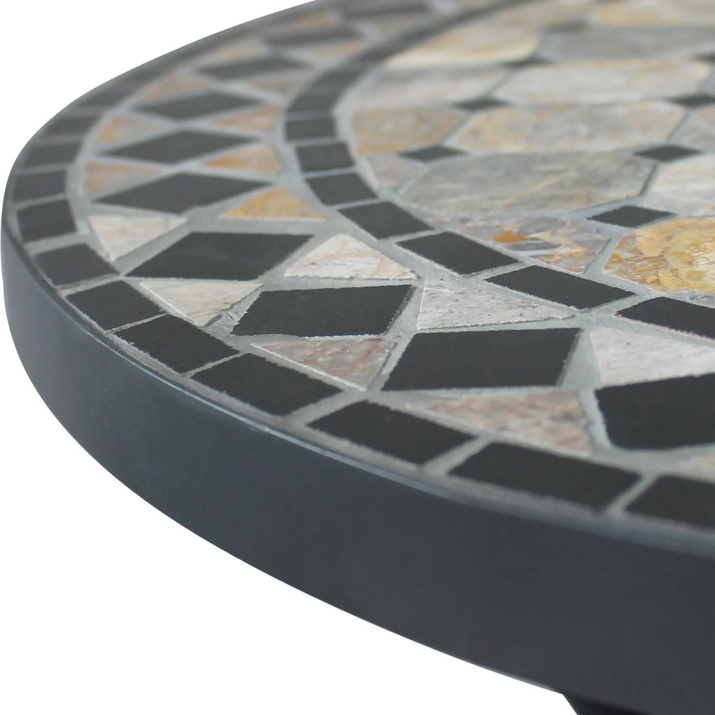 BRAIS - tavolo con piano rotondo e mosaico beige e antracite