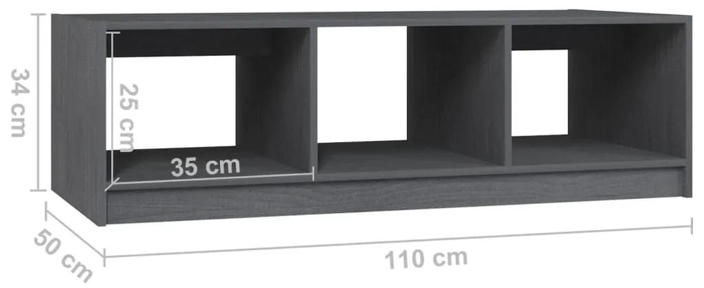 Tavolino da Salotto Grigio 110x50x34 cm Legno Massello di Pino