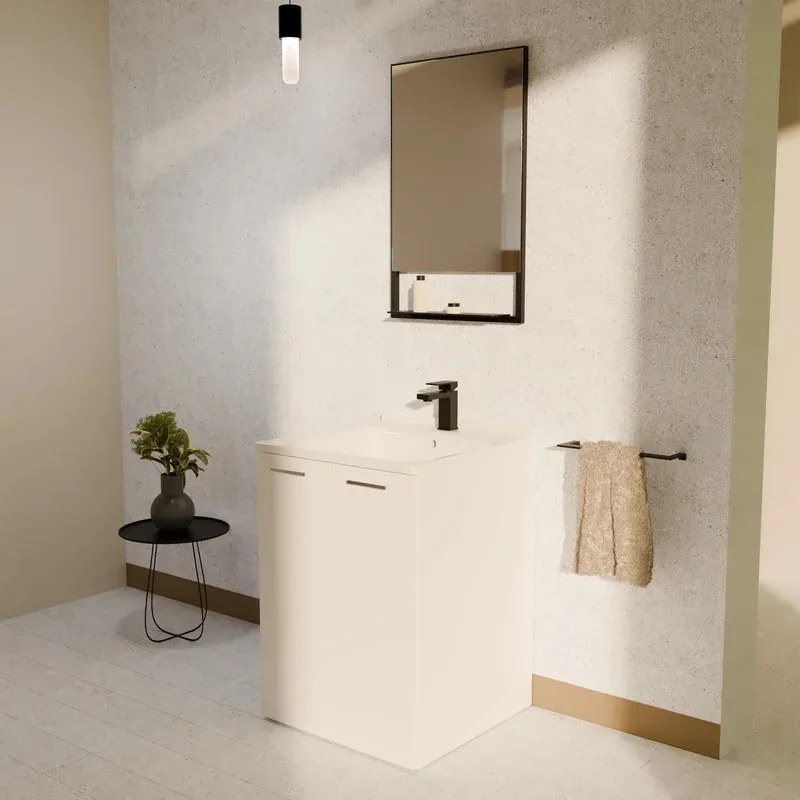 Mobile da bagno sotto lavabo COLAVENE Large bianco opaco L 60 x H 82.5 x P 60 cm 2 ante, lavabo non incluso
