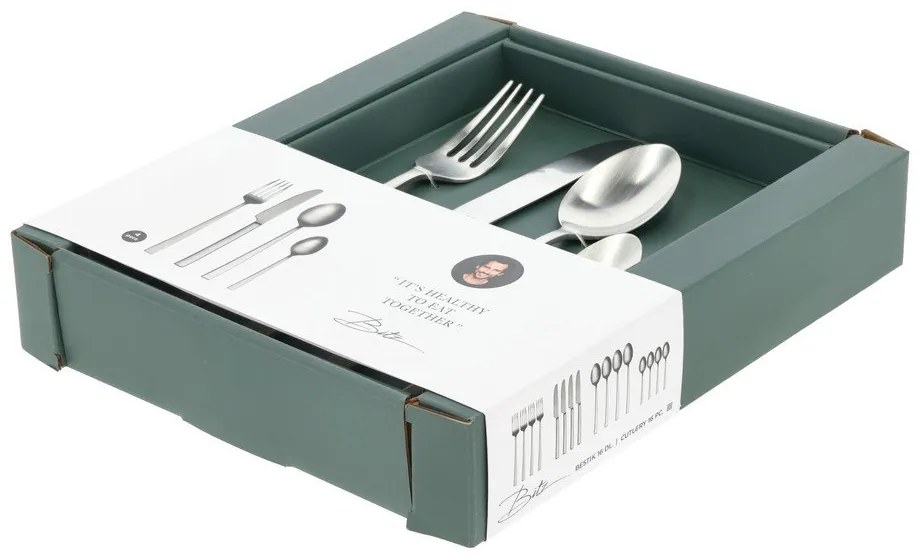 Posate color argento opaco in acciaio 16 pz – Bitz