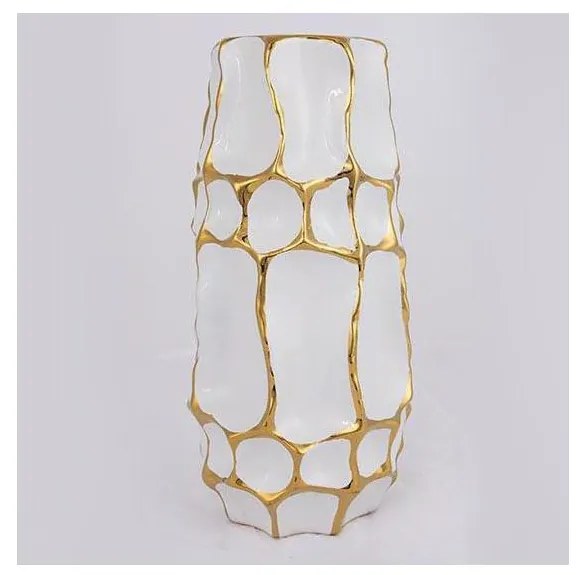 Vaso in ceramica 31,5x15,5 cm oro/bianco
