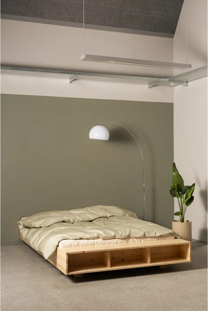 Letto matrimoniale di colore naturale in pino massiccio con rete inclusa 180x200 cm Merge – Karup Design