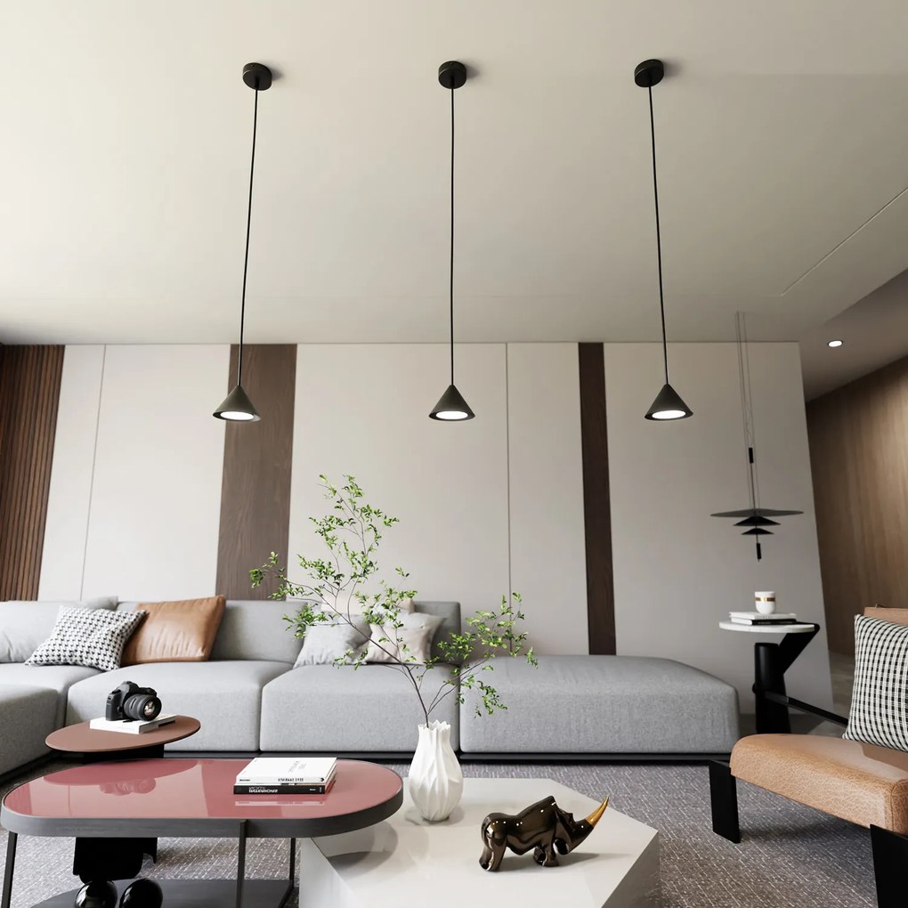 Sospensione Minimal Skadi 1 Luce In Acciaio Nero
