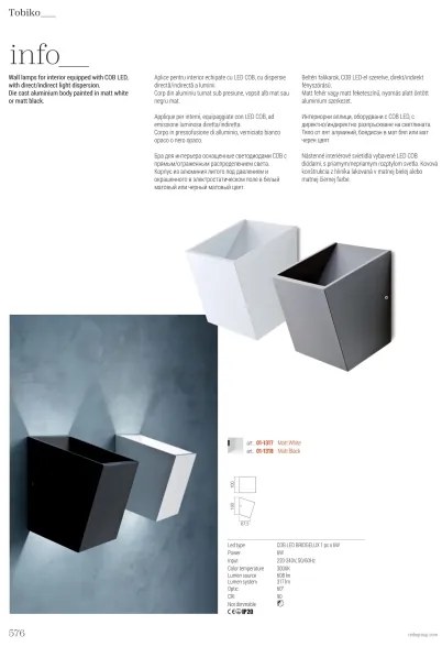 Redo 01-1318 - Applique a LED TOBIKO LED/6W/230V CRI 90 nero