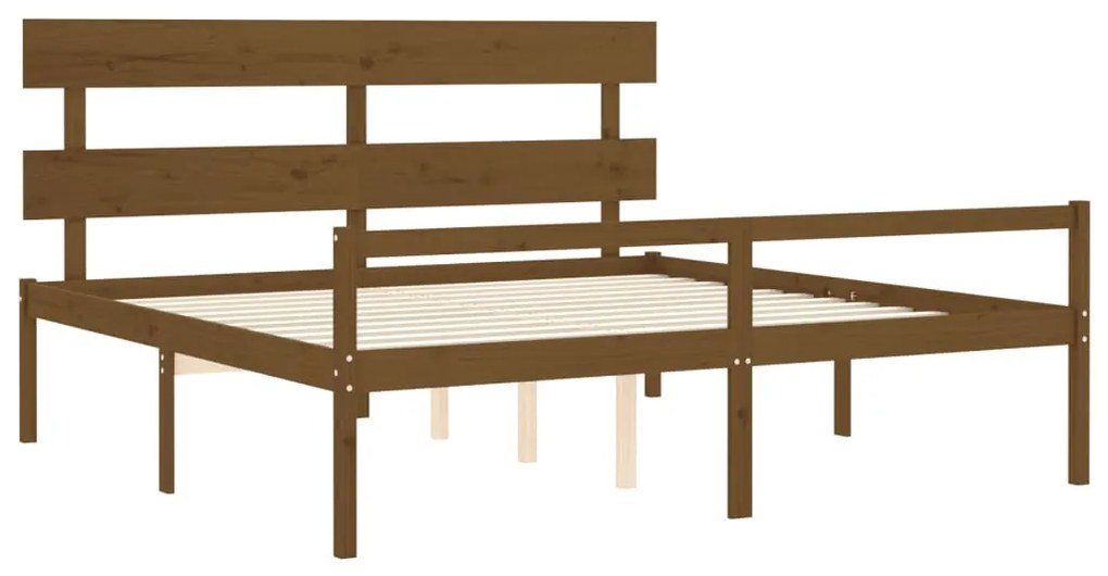 Letto per Anziani con Testiera Miele 200x200 cm Legno Massello