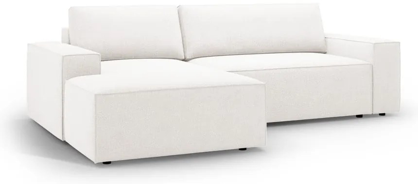 Divano letto angolare bianco in tessuto bouclé (angolo sinistro) Jodie - Micadoni Home