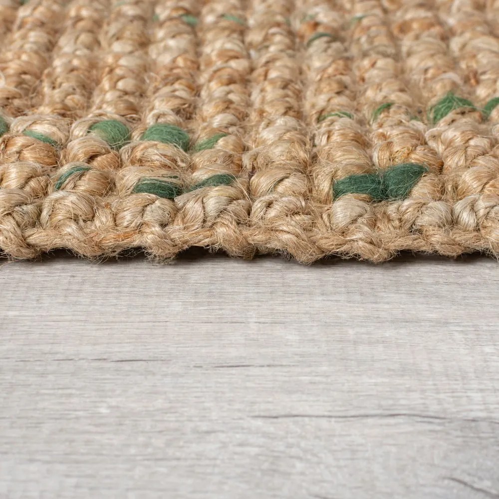 Tappeto verde/di colore naturale in iuta reversibile/tessuto a mano 120x170 cm Jute Boucle Green – Flair Rugs