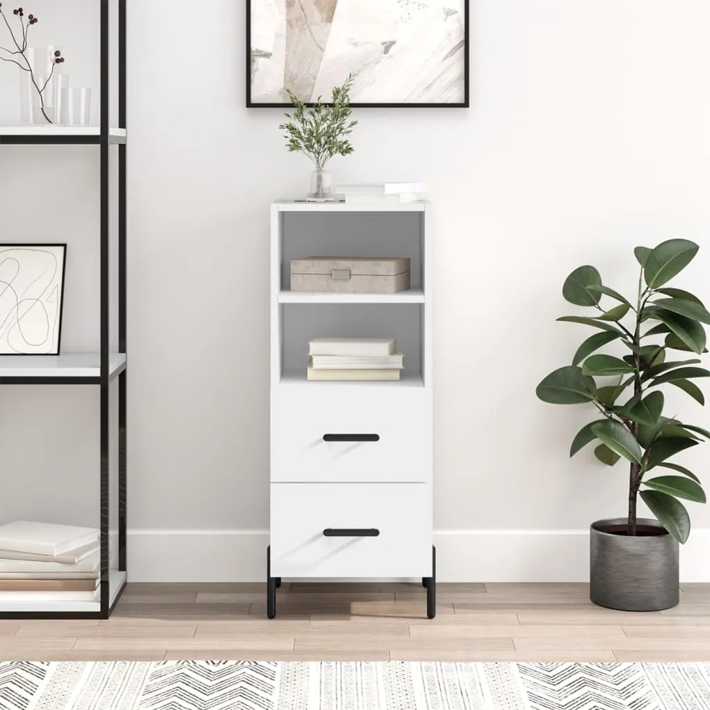 Credenza Bianca 34,5x34x90 Cm İn Legno Multistrato /