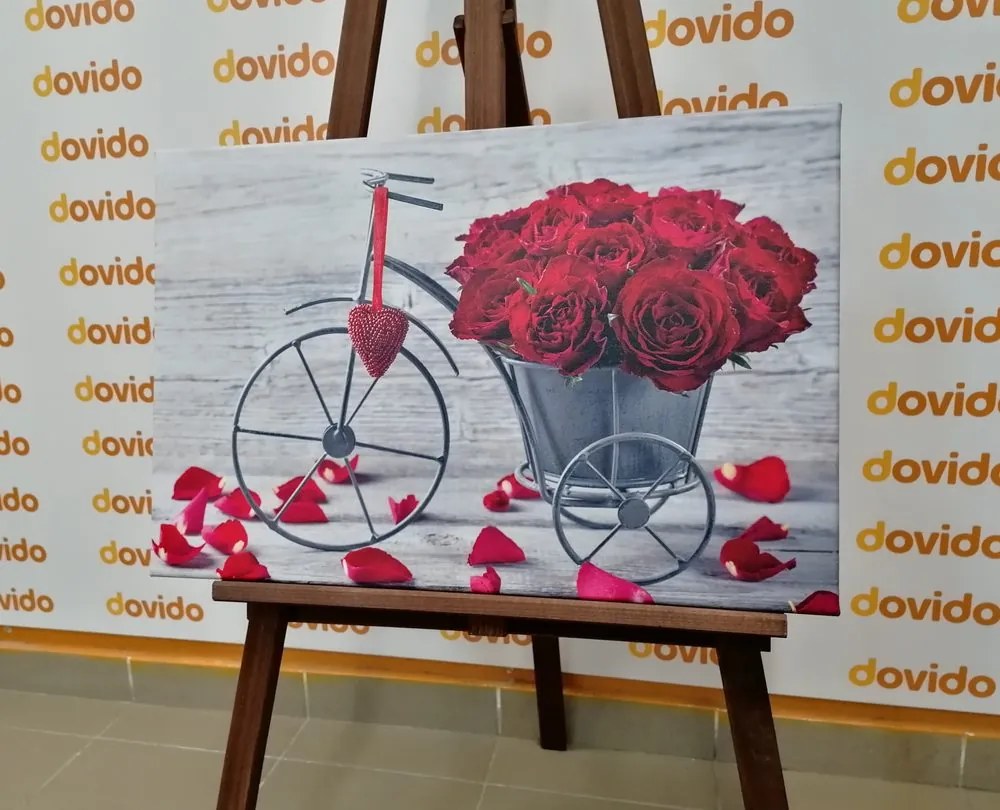 Stampa su tela – Bicicletta piena di rose