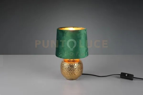 Sophia lampada da tavolo base ceramica oro e paralume effetto vellu...