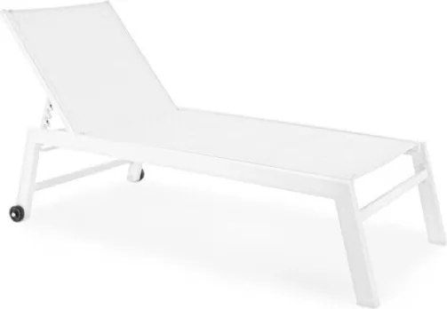 Lettino Prendisole In Alluminio E Textilene Imbottito Con Ruote Summer Bianco