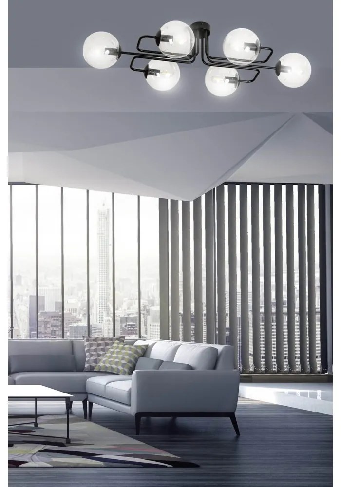 Lampadario da soffitto BRENDI 6 in acciaio e vetro 6xE14 Colore del corpo Trasparente