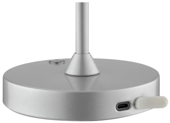 Brilliant - Lampada da tavolo ELORA LED ricaricabile e dimmerabile con comando touch LED/2,5W/5V 2700K IP44 argento